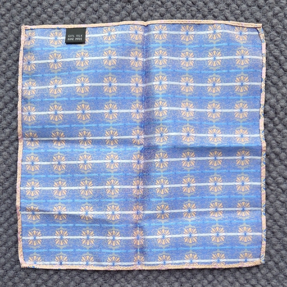 Elegant Blue and Gold Pocket Square - Picture 3 of 5
